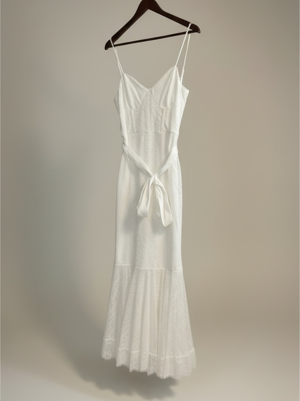 Lulus White Lace Bustier Midi Dress NWT Small Sweetheart Tie Waist - Picture 9 of 15